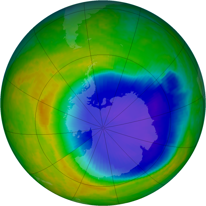 Antarctic ozone map for 31 October 2001